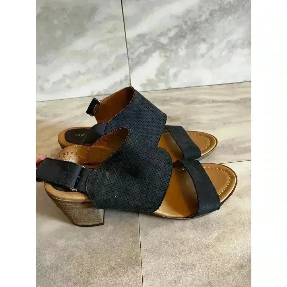 Womens Sophia Milano Blue Leather Suede Slingback Sandals Size 8.5